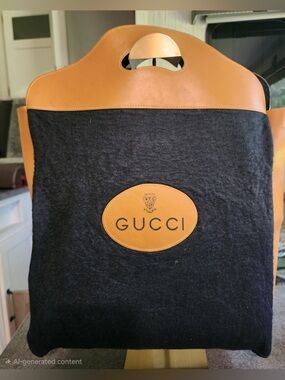 Gucci Vintage Rare Wool Messenger Bag with Tan Leather Trim